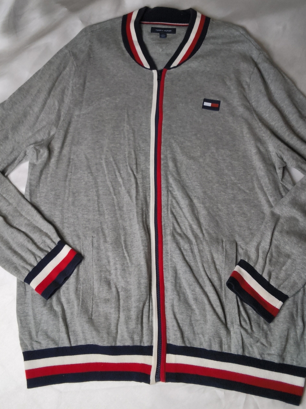 Tommy Hilfiger Gray Zip-Front Men's Sweater